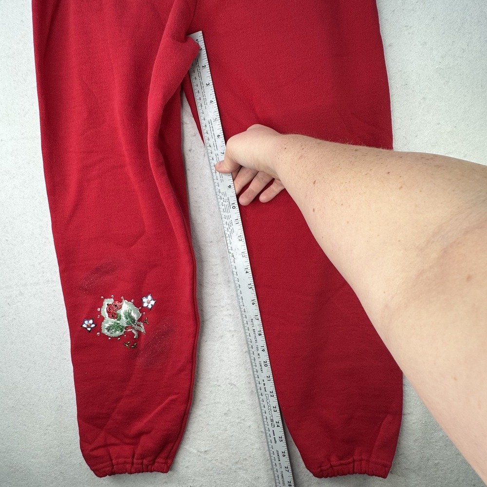 Vintage Y2K Lee Jogger Sweatpants Size Large Red Puffy Paint Art Made In USA - Picture 6 of 12